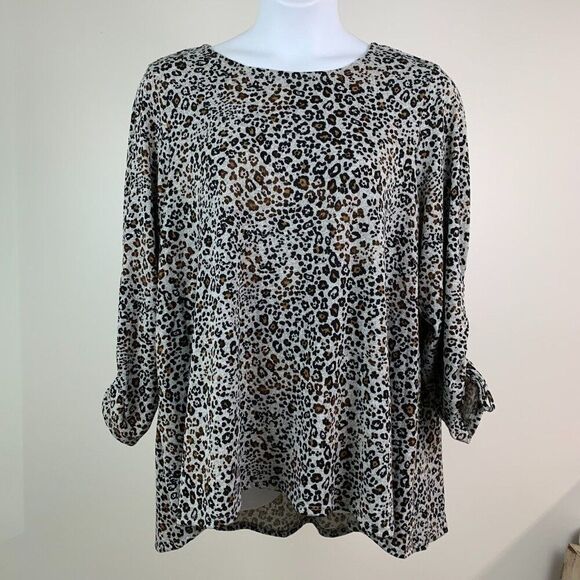 Zac & Rachel sz 2X Tunic Hacci Knit Animal Print Top Flowy New NWT - Picture 1 of 9